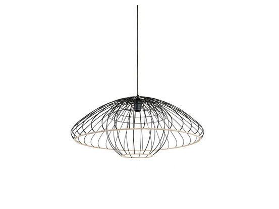 Suspension filaire métal et rotin neptune