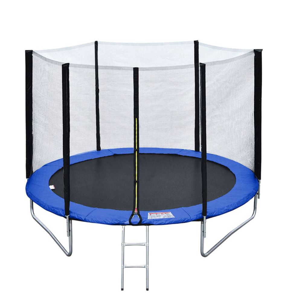 Saltar - trampoline réversible - filet de protection avec fermeture eclair - hauteur au sol 76 cm - vert bleu - diamètre 305 cm