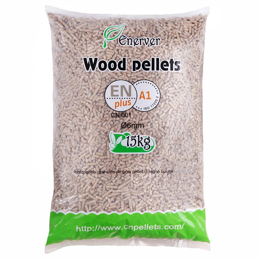 Wood pellets - granulés de bois 60 sacs 15 kg - haute qualité et haute performance technique - combustion propre et ecologique -