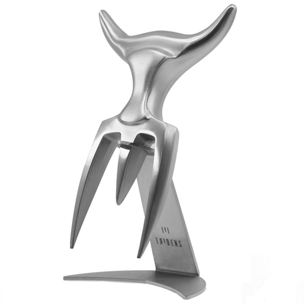 Fourchette à viande tridens brossée + socle en inox