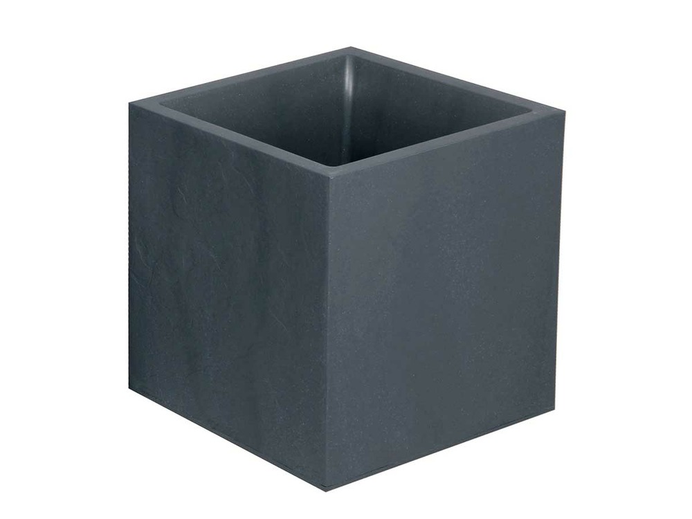 Jardinière carrée volcania effet pierre 39,5 x 39,5 x 43,5 cm - 31 l - gris anth