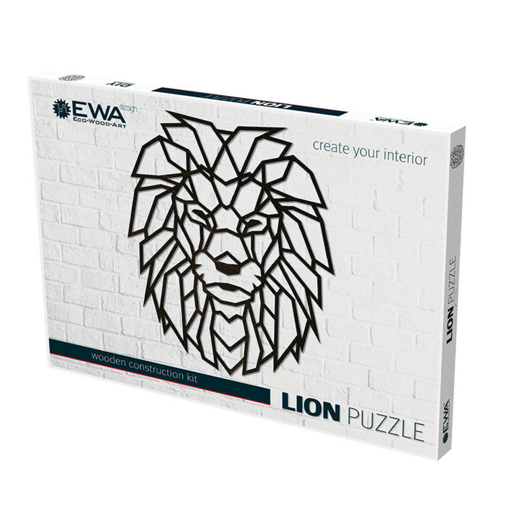 Puzzle mural en bois - tête de lion 60,5 cm