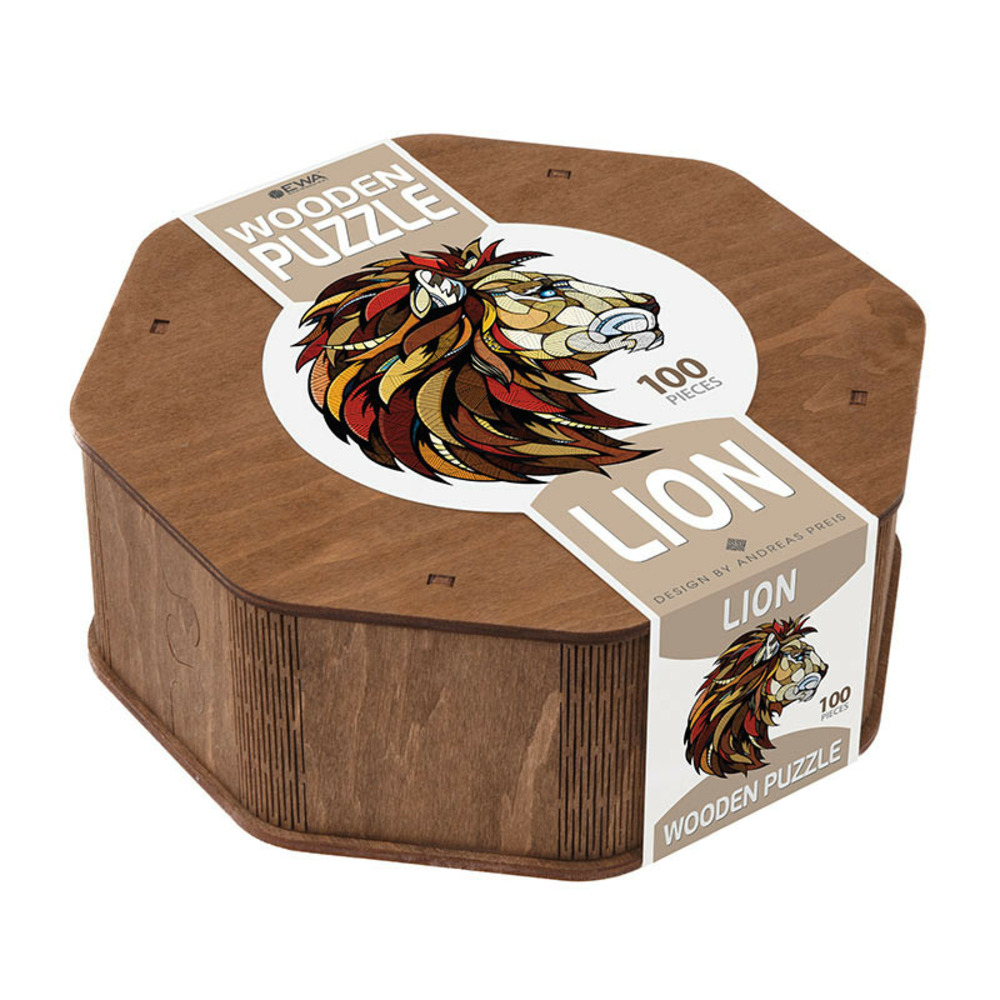 Puzzle en bois coloré - lion 28 x 31 cm