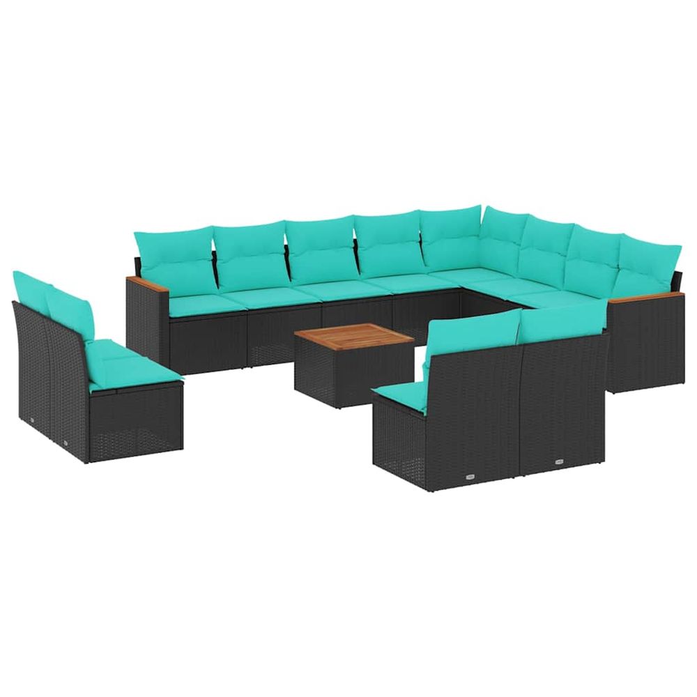 Ensemble de canapé de jardin 13 pcs avec coussins noir