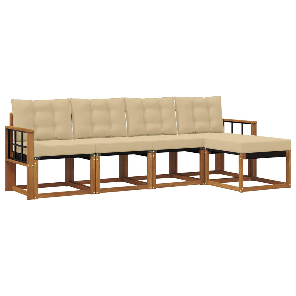 Ensemble de canapés d'extérieur 5 pcs naturel et beige