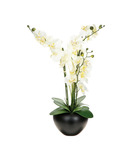 Composition florale d'orchidées artificielles vase en céramique d. 47 x h. 56 cm