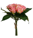 Bouquet de fleurs artificielles 9 roses d. 23 x h. 25 cm