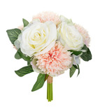 Bouquet de fleurs artificielles roses et oeillets d. 20 x h. 26 cm