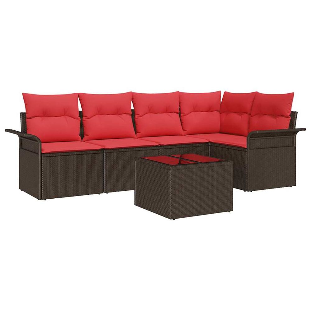 Ensemble de canapé de jardin 6 pc marron polyrotin