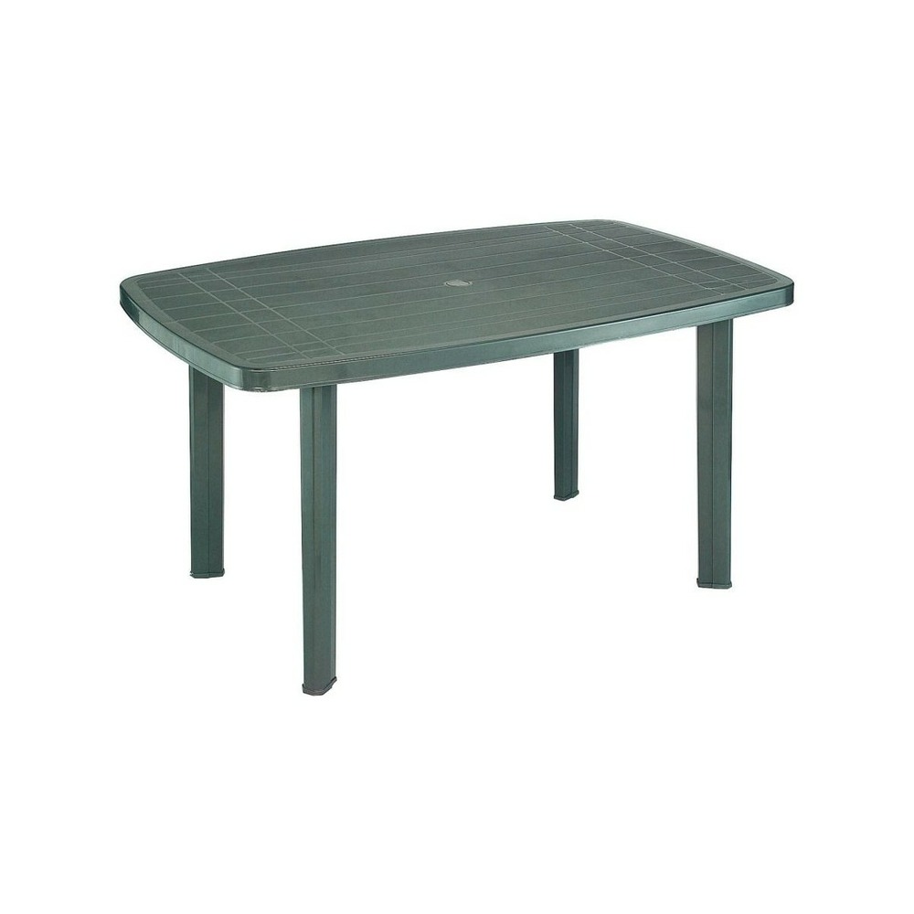 Table de jardin 137 x 85 x h72 cm résine vert foncé progarden