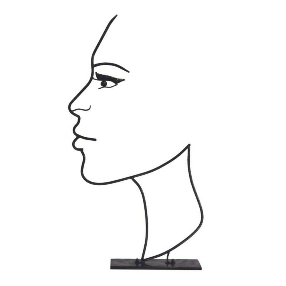 Déco jardin métal visage fil ombre noire - noir 110 cm