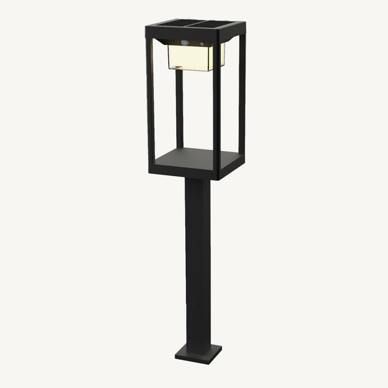 Balise solaire manhattan noire à détection - 600 lumens - 3 modes d'éclairage m - chromex