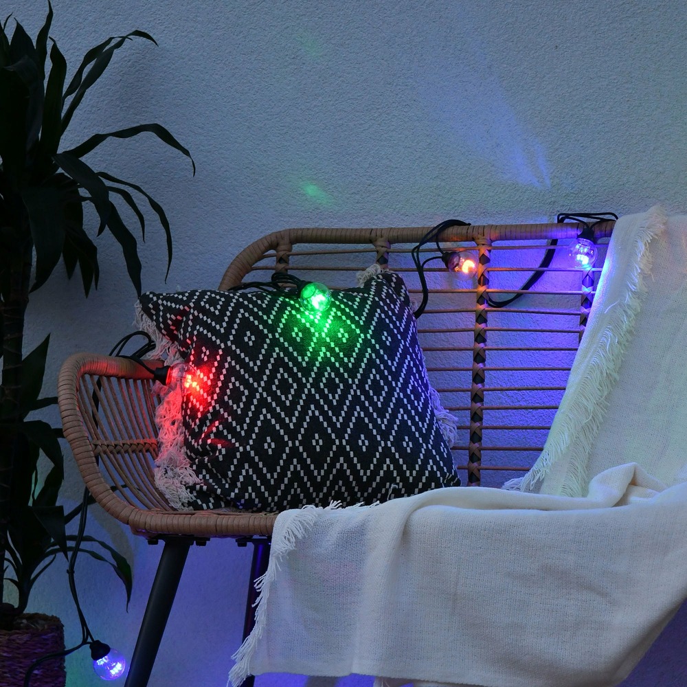 Guirlande guinguette tradition multicolore - 5m prolongeable câble vert- 10 globes - chromex