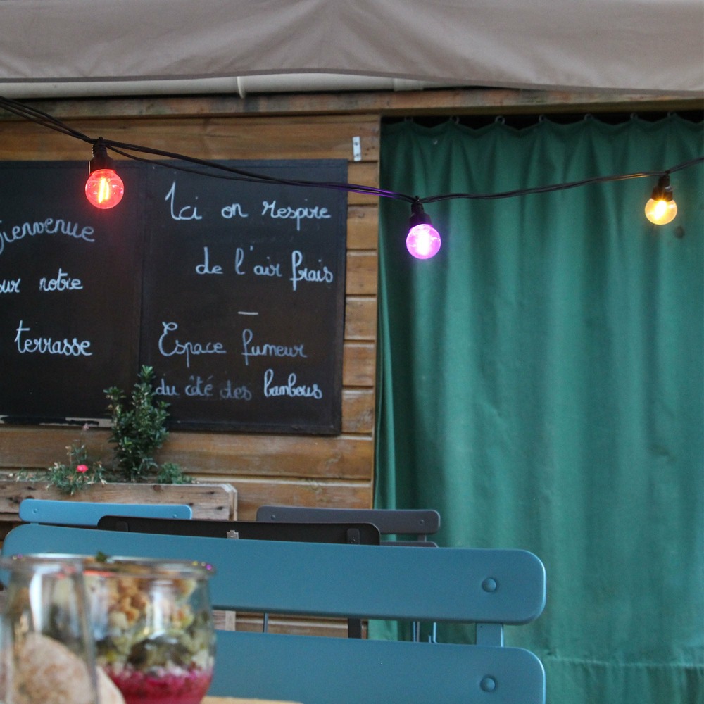 Guirlande guinguette tradition à filament mutlicouleur - 5m prolongeable câble noir - 10 globes à filaments - chromex