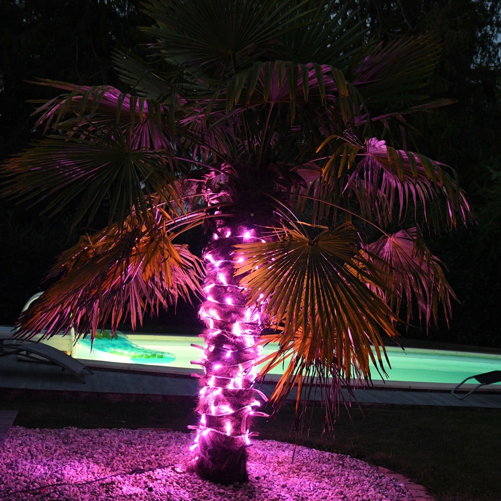 Guirlande aquarelle rose pastel - 2000 prolongeable - 200 led - intérieur et extérieur - chromex