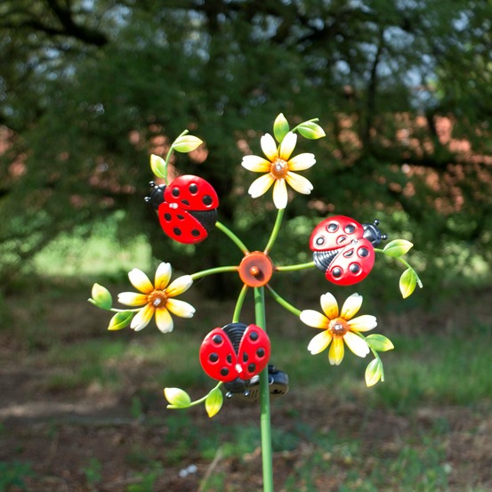 Piquet solaire eolienne cocci-fleurs- led blanche - chromex