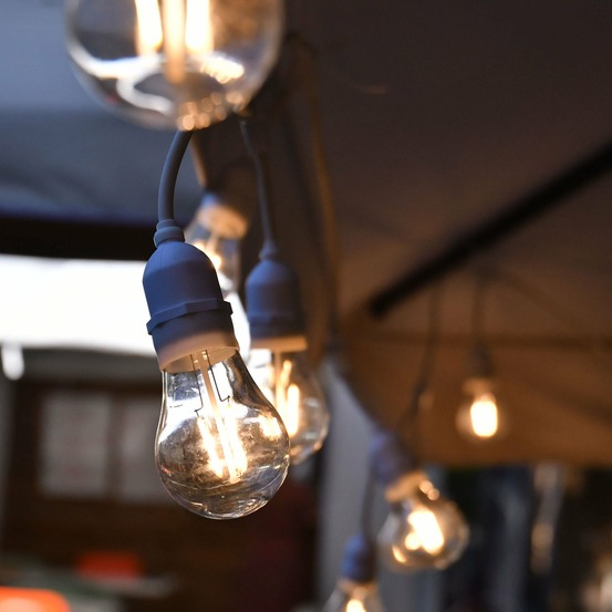 Guirlande guinguette java e27 - l5m prolongeable - 10 douilles - sans ampoule - câble blanc - chromex