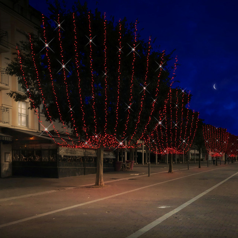 Guirlande scintillante l12m 120 led rouge - prolongeable - qualité professionnelle - int/ext - chromex