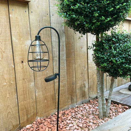 Piquet solaire rétro - led blanche - à planter - en acier - extérieur - chromex