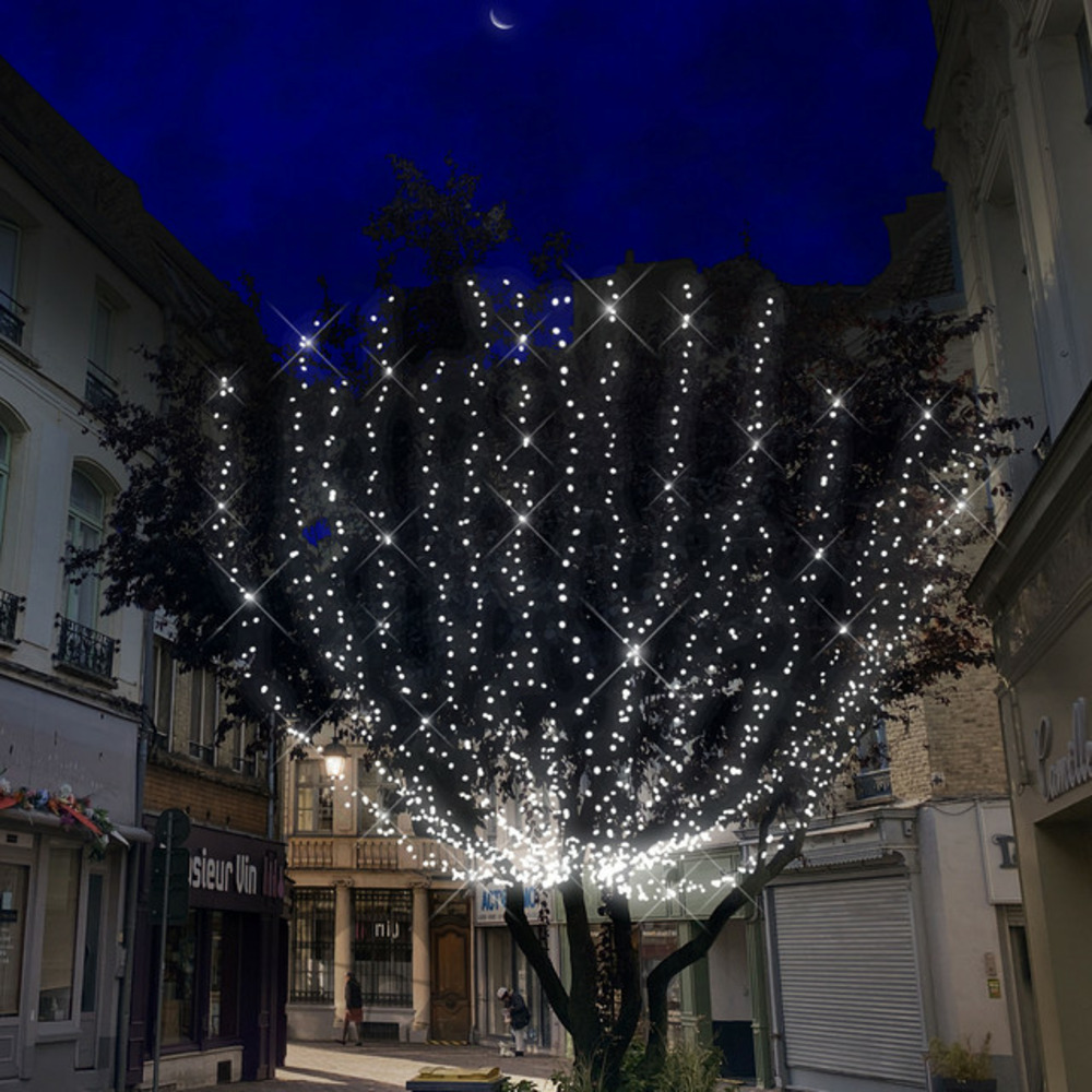 Guirlande scintillante l12m 120 led blanc froid - prolongeable - qualité professionnelle - int/ext - chromex