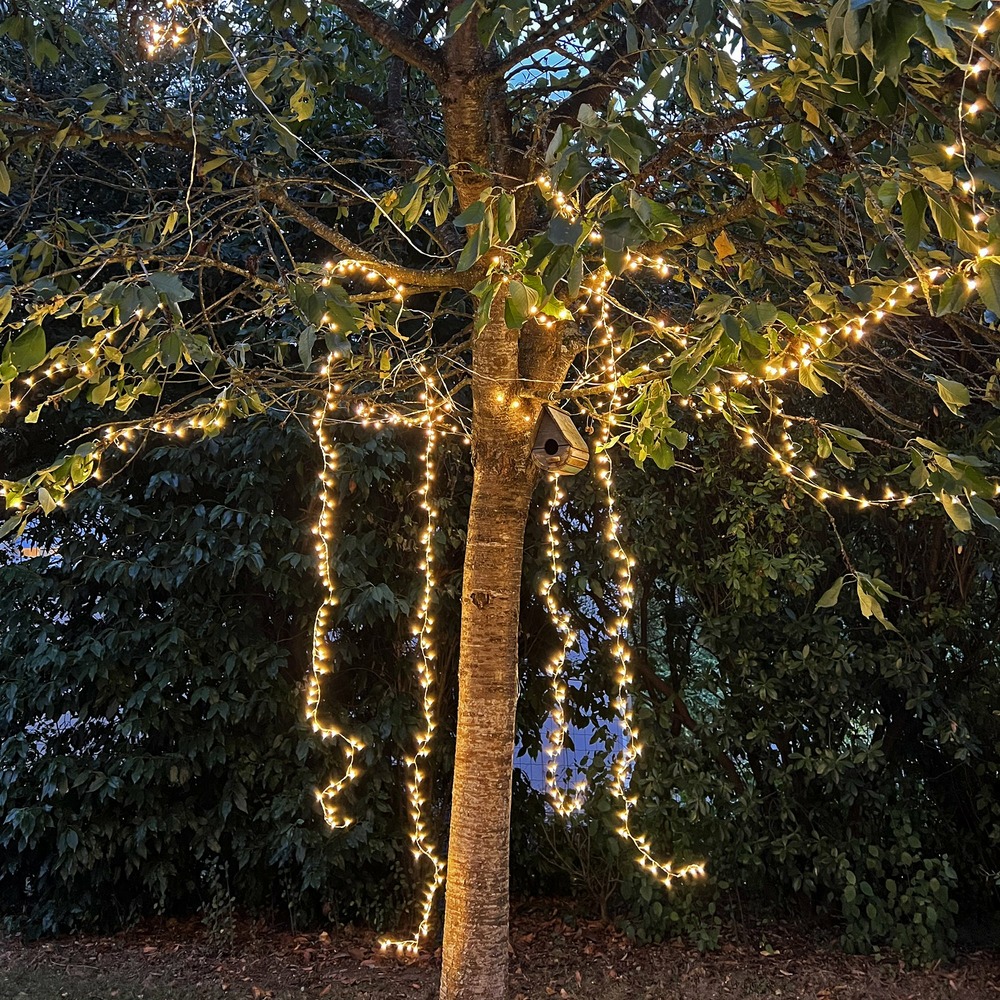 Guirlande pampille l700 - 320 microled blanc chaud - effet volume - int/ext - chromex