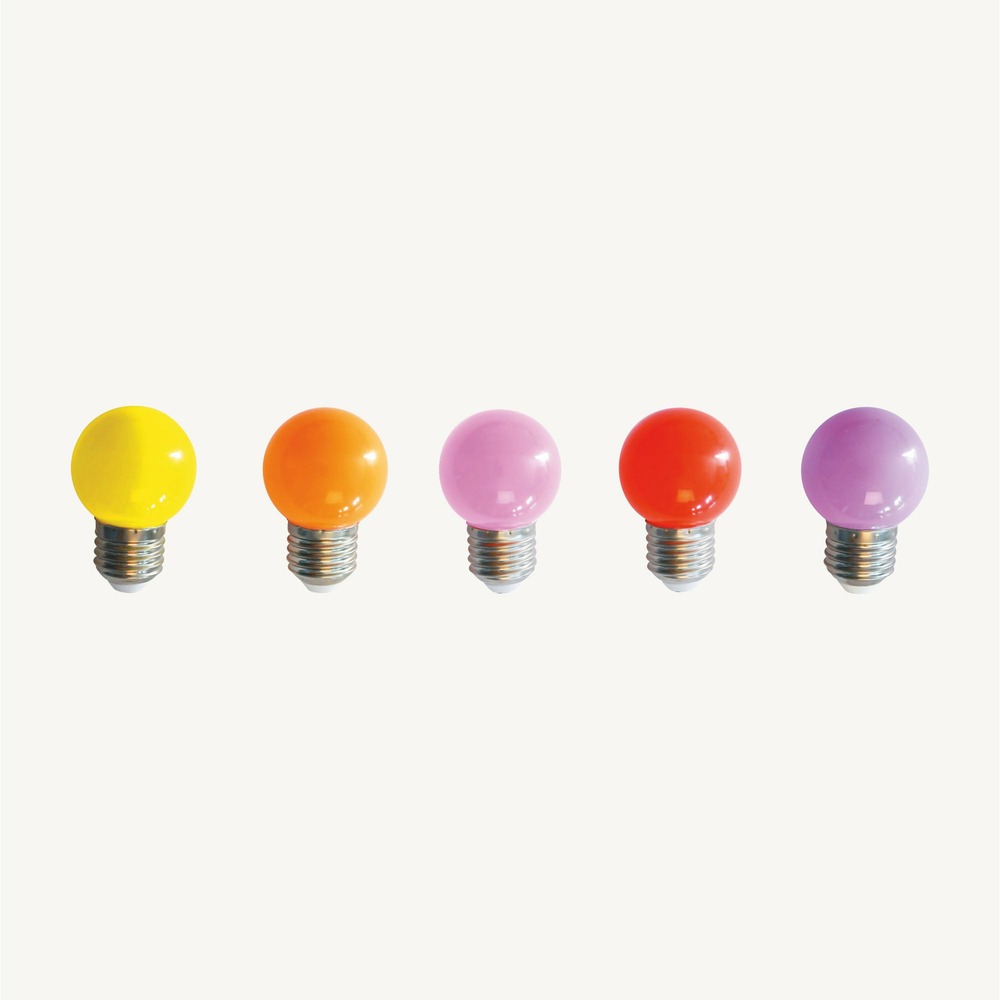 Pack de 5 ampoules e27 opaques 5 led mutlicolores - type guinguette g45 - 1,3w - chromex