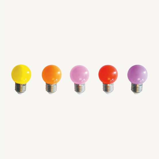Pack de 5 ampoules e27 opaques 5 led mutlicolores - type guinguette g45 - 1,3w - chromex