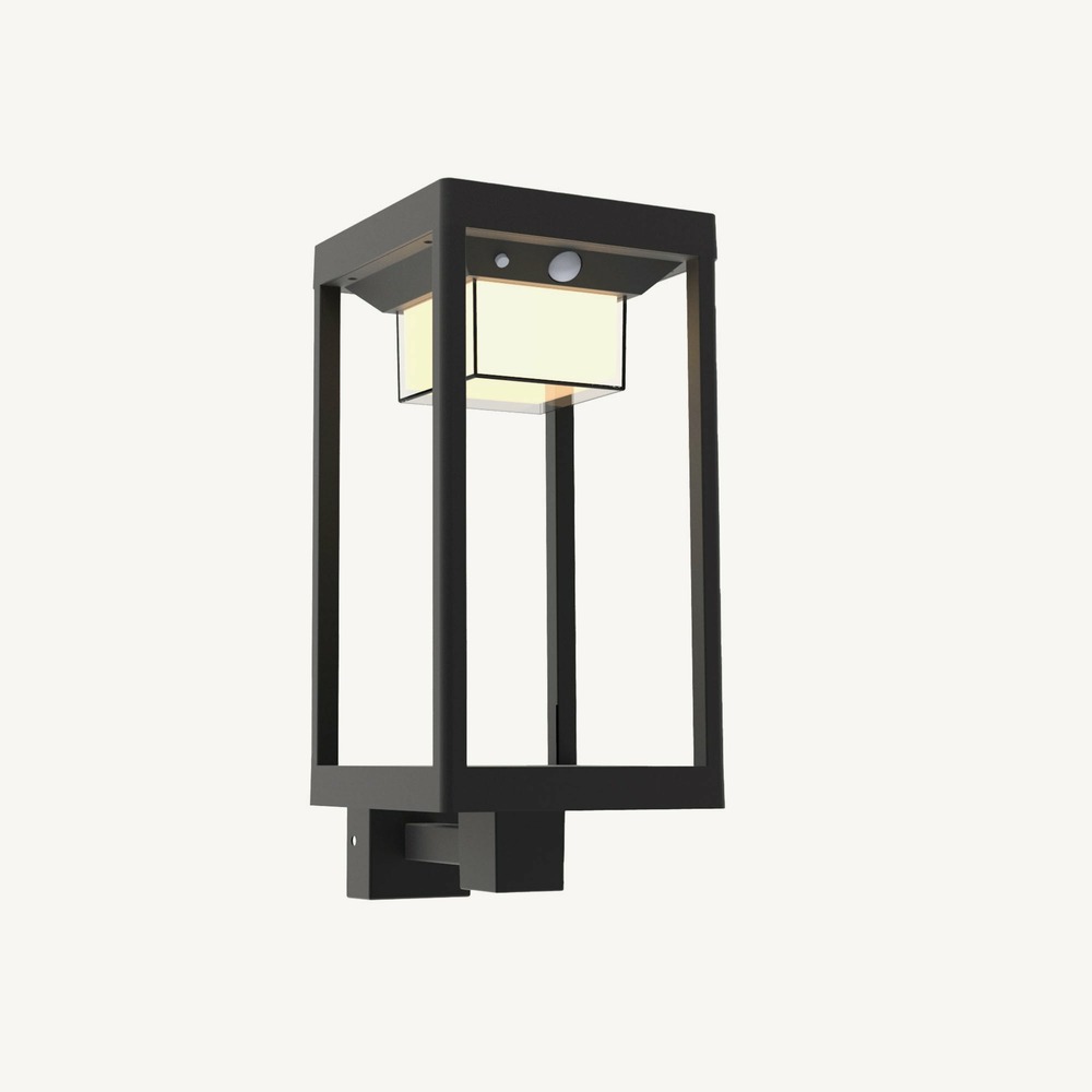 Applique solaire manhattan noire à détection - 600 lumens - 3 modes d'éclairage - chromex