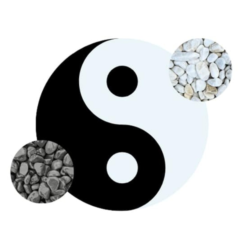 Kit yin-yang galets blanc & noir = galet blanc 12/20 + galet noir 12/25