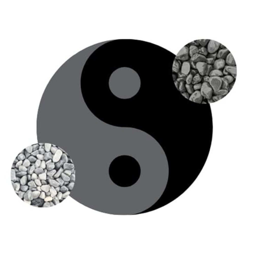 Kit yin-yang galets noir & gris = galet noir 12/25 + galet gris 12/20