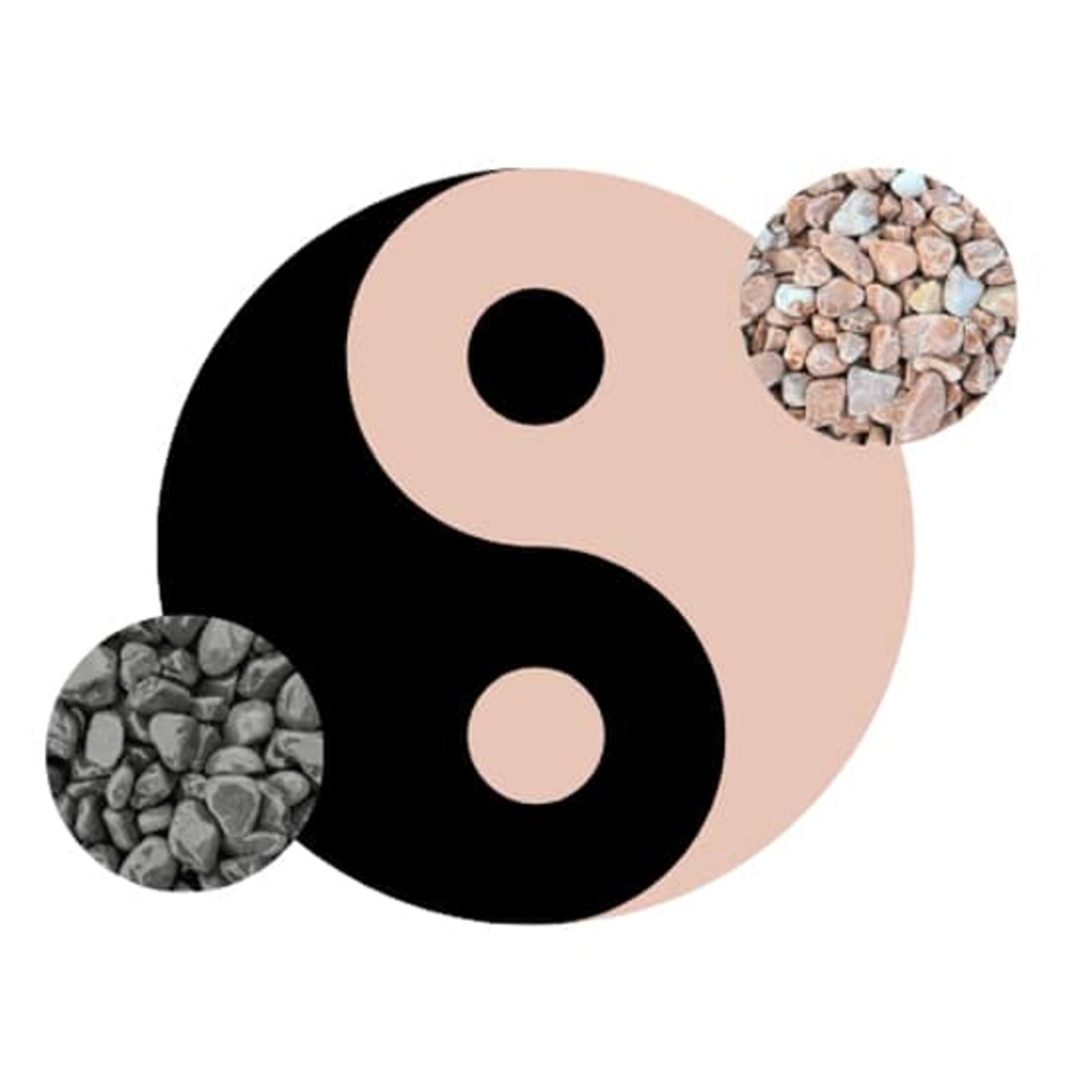 Kit yin-yang galets noir & corail = galet noir 12/25 + galet corail 12/25