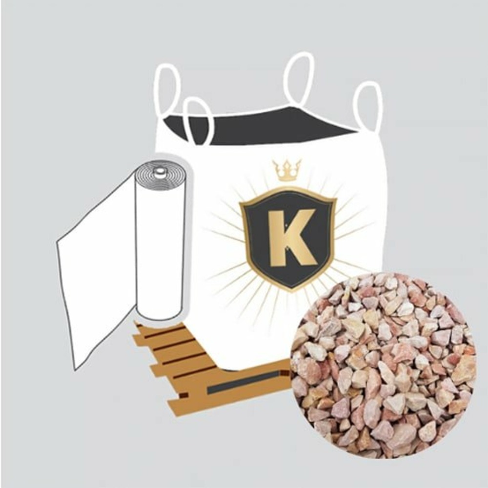 Kit graviers rose + géotextile = 1 big bag gravier rose 8/14 1.5t [environ 20m2 sur 5cm d'épaisseur] + 1 géotextile 25m2