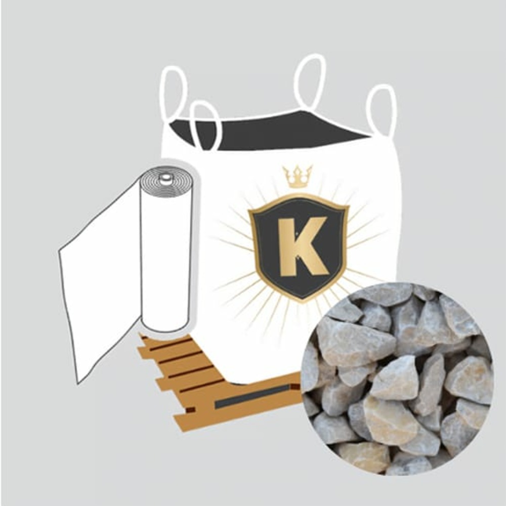 Kit graviers blanc + géotextile = 1 big bag ballast 20/40 1. 5t [environ 20m2 sur 5cm d'épaisseur] + 1 géotextile 25m2