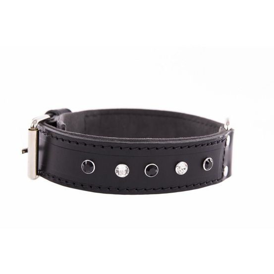 Collier pour chiens en cuir pleine fleur avec strass swarovski