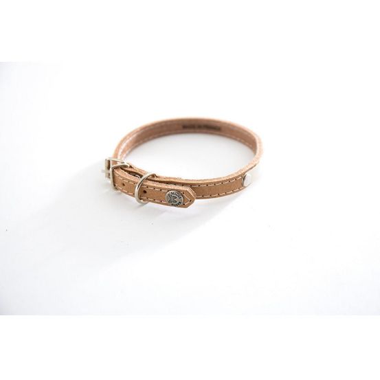 Collier pour chiens en cuir pleine fleur avec plaque d'identification