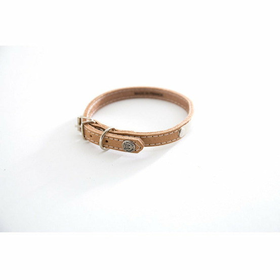 Collier pour chiens en cuir pleine fleur avec plaque d'identification