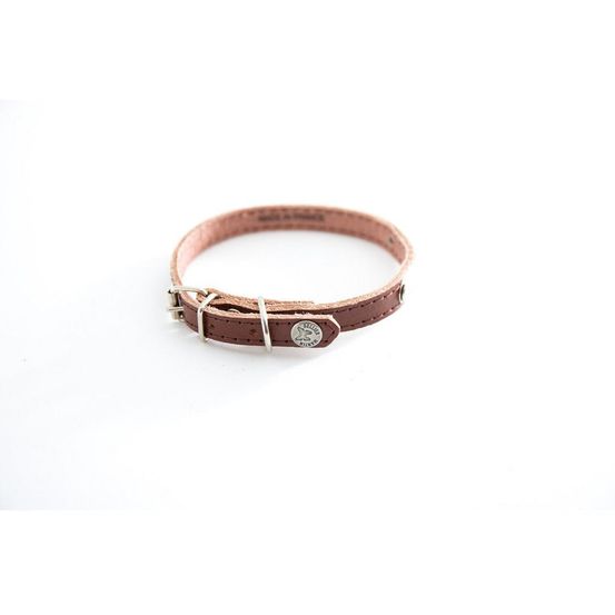 Collier pour chiens en cuir pleine fleur avec plaque d'identification