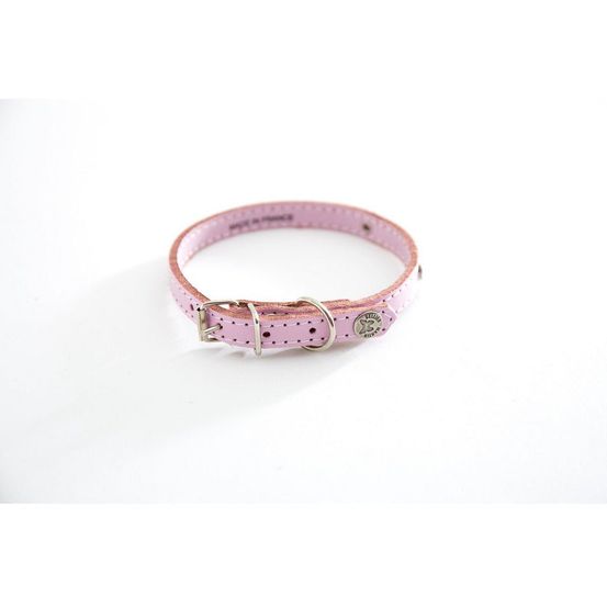 Collier pour chiens en cuir pleine fleur avec plaque d'identification