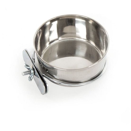 Gamelle en inox pour cage pour chiens avec accroche adaptée pour les cages métalliques