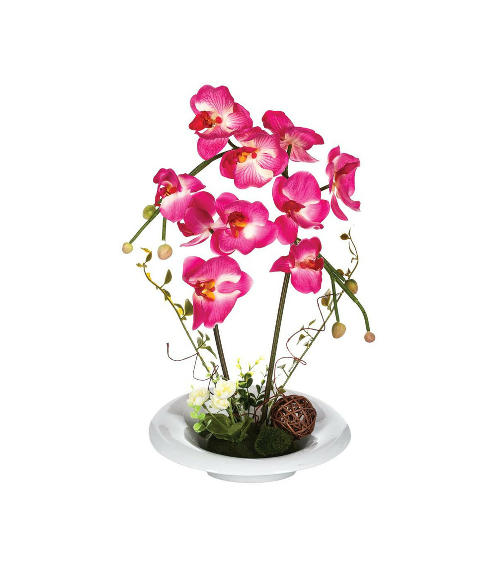 Orchidée Artificielle Atmosphera En Pot Céramique Noir – Hauteur 53 Cm, Réaliste, Sans Entretien