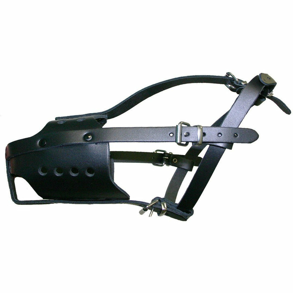 Muselière pour chien en cuir pleine fleur noir