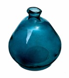 Vase rond en verre recyclé bleu orage h 50 cm
