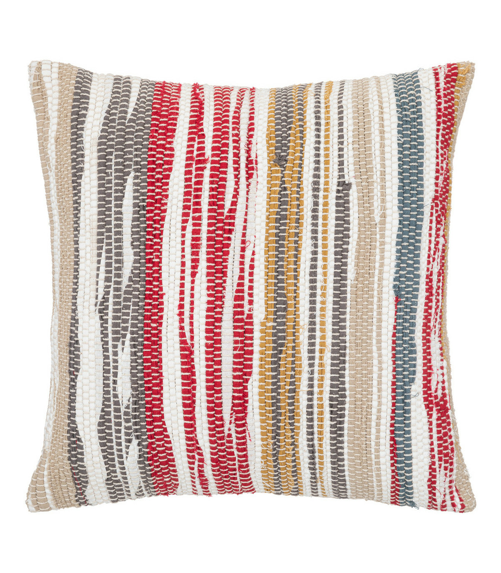 Coussin décoratif déhoussable chindi en coton 40 x 40 cm