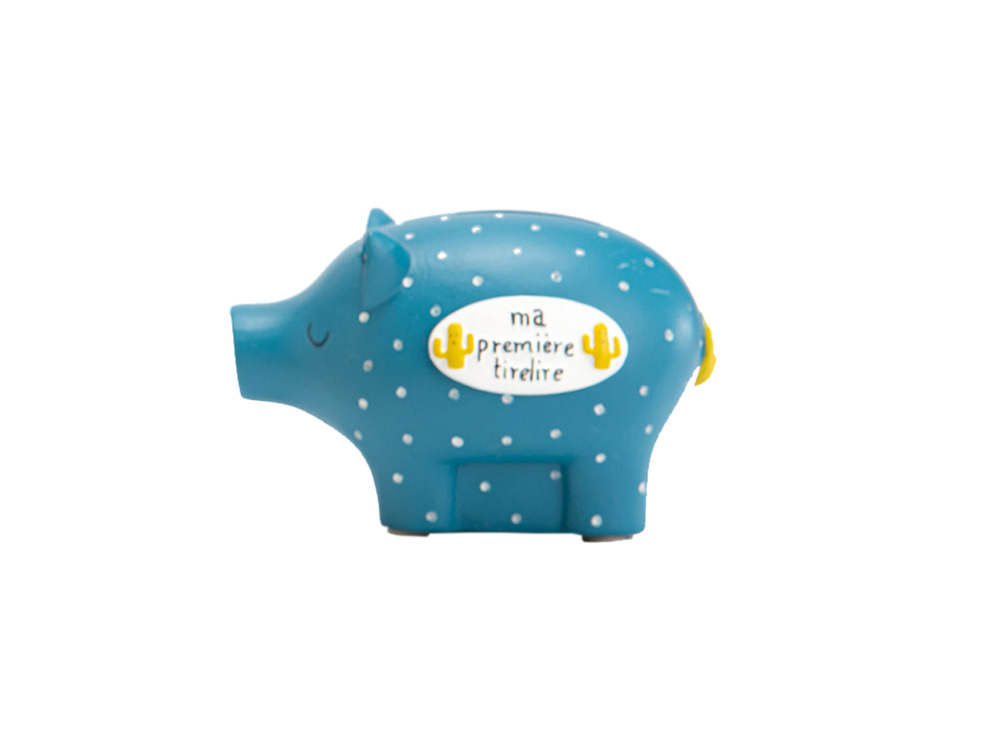 Tirelire cochon herley bleu foncé