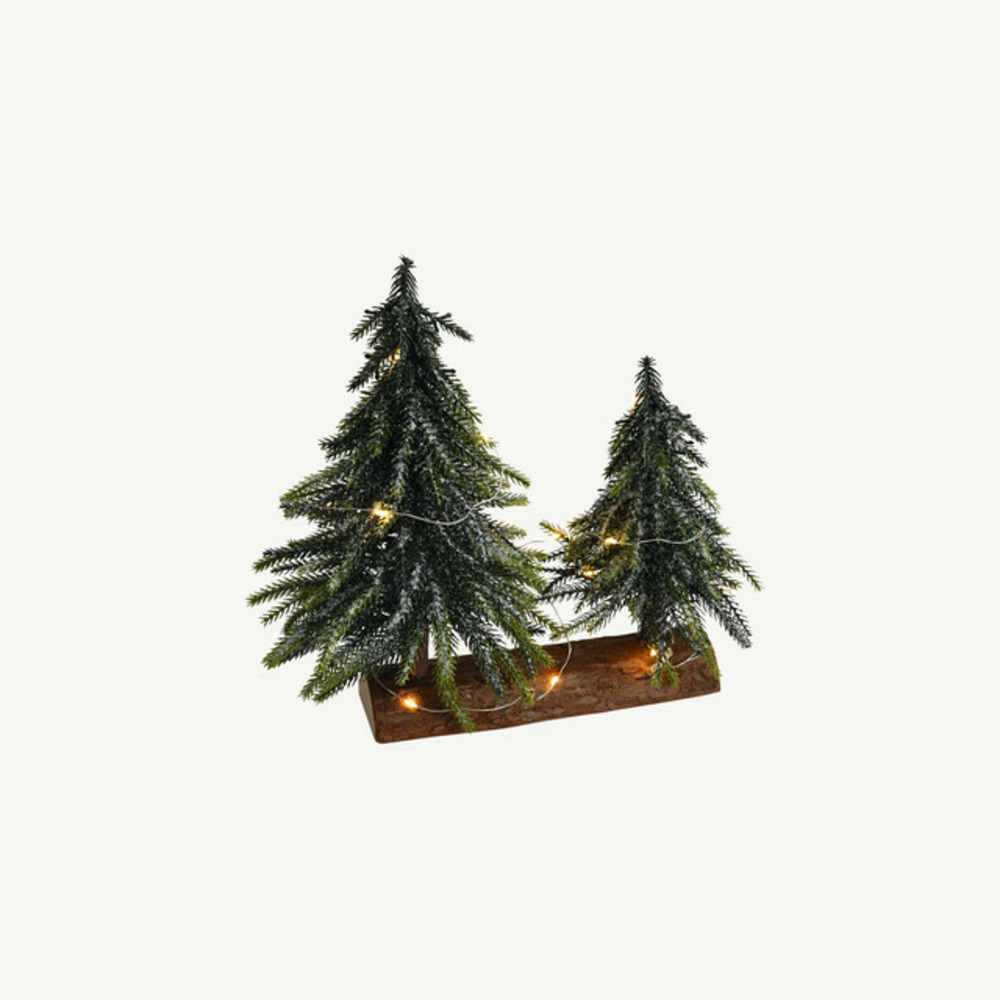 Sapin nordmann lumineux - 15 microled blanc chaud - h26 x l19cm - à piles - intérieur - chromex