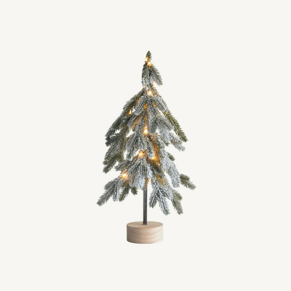 Sapin lumineux poudré - 36 microled ivoire fixe - h49cm - à piles - intérieur - chromex