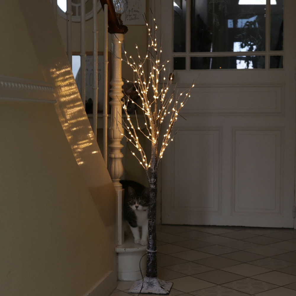 Arbres glacé enneigé lumineux 1,2m - 180 microled ivoire fixe - intérieur - chromex