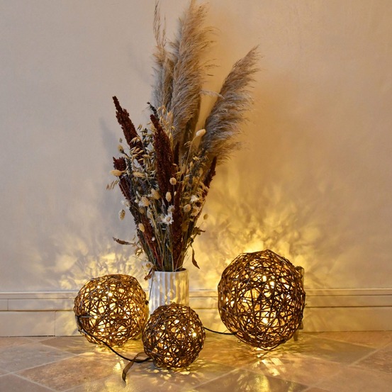 Guirlande grappe matière naturelle - led blanc chaud - chromex