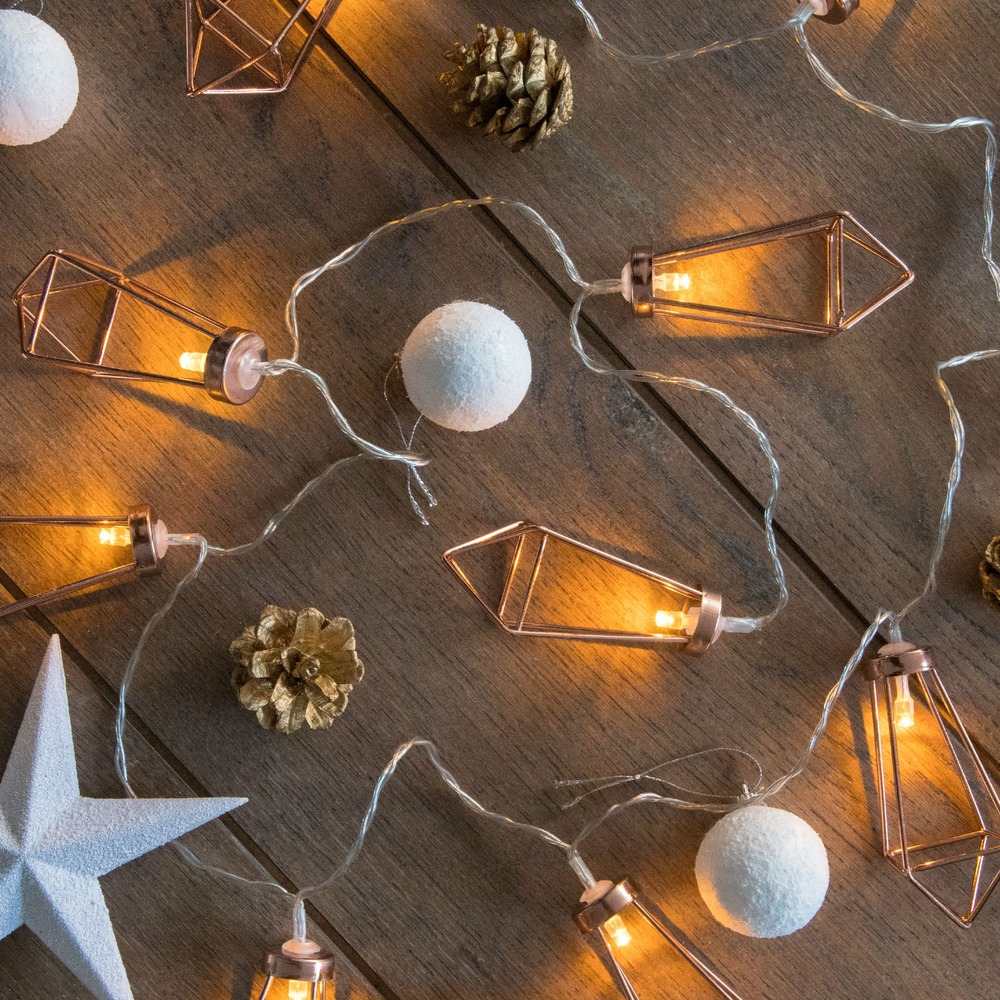 Guirlande prismoled cuivré - led blanc chaud - à piles - chromex