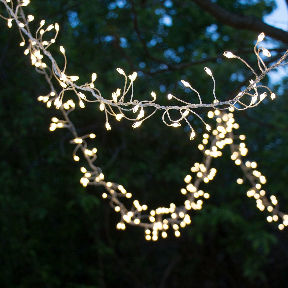 Guirlande boa microled blanc chaud - 2,5m câble argent - 200 microled - chromex